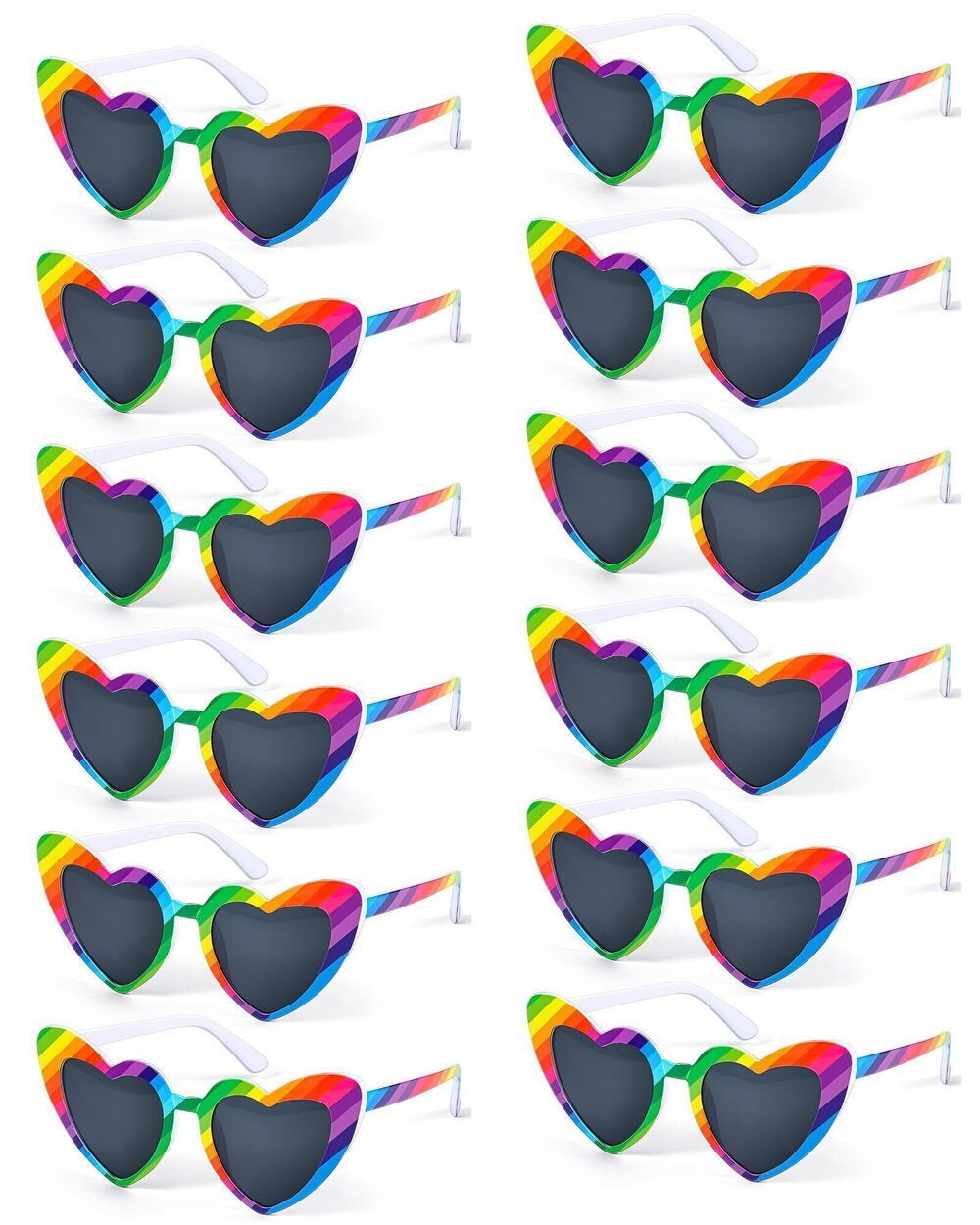 9268 12 Pack Rainbow Sunglasses Heart Shaped Sunglasses Trendy Glasses